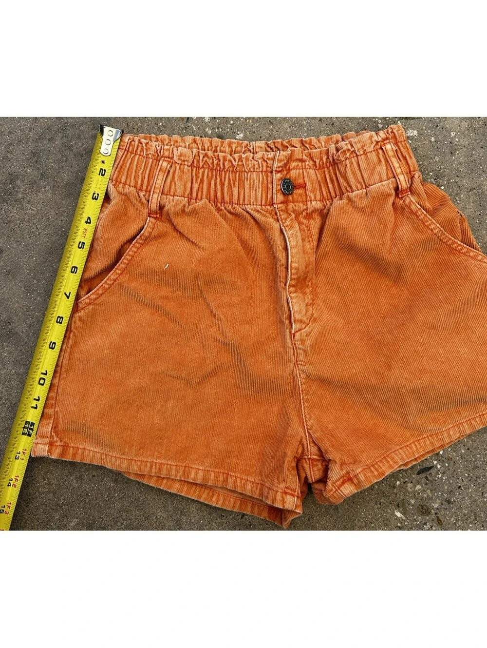 BDG Urban Outfitters Cut Off Shorts Pull on Mom Corduroy Orange Sz 22"W - Picture 9 of 10